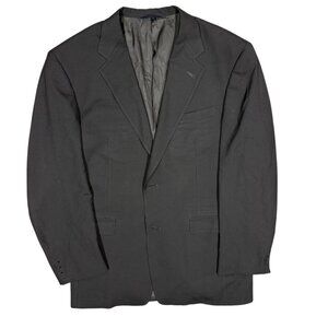 Burberry London Blazer Black Sport Coat Wool Made in USA 42L *No Buttons